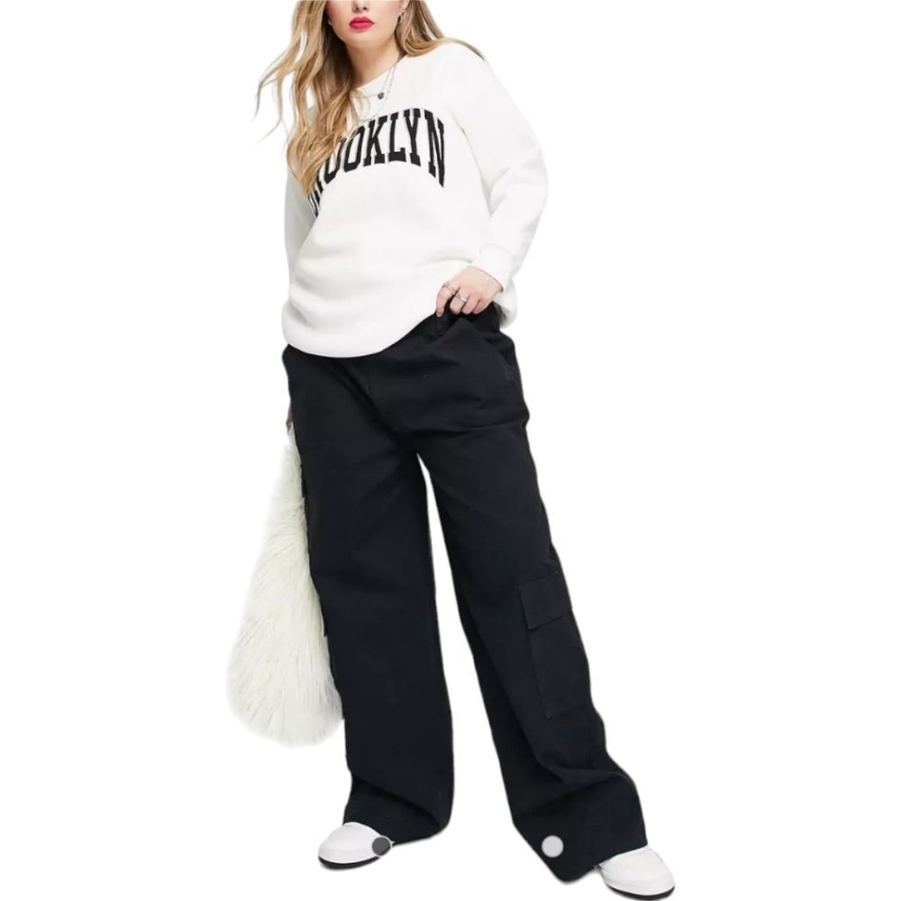 NWOT ASOS Design Curve Oversized Cargo Pants in Black Sz 12